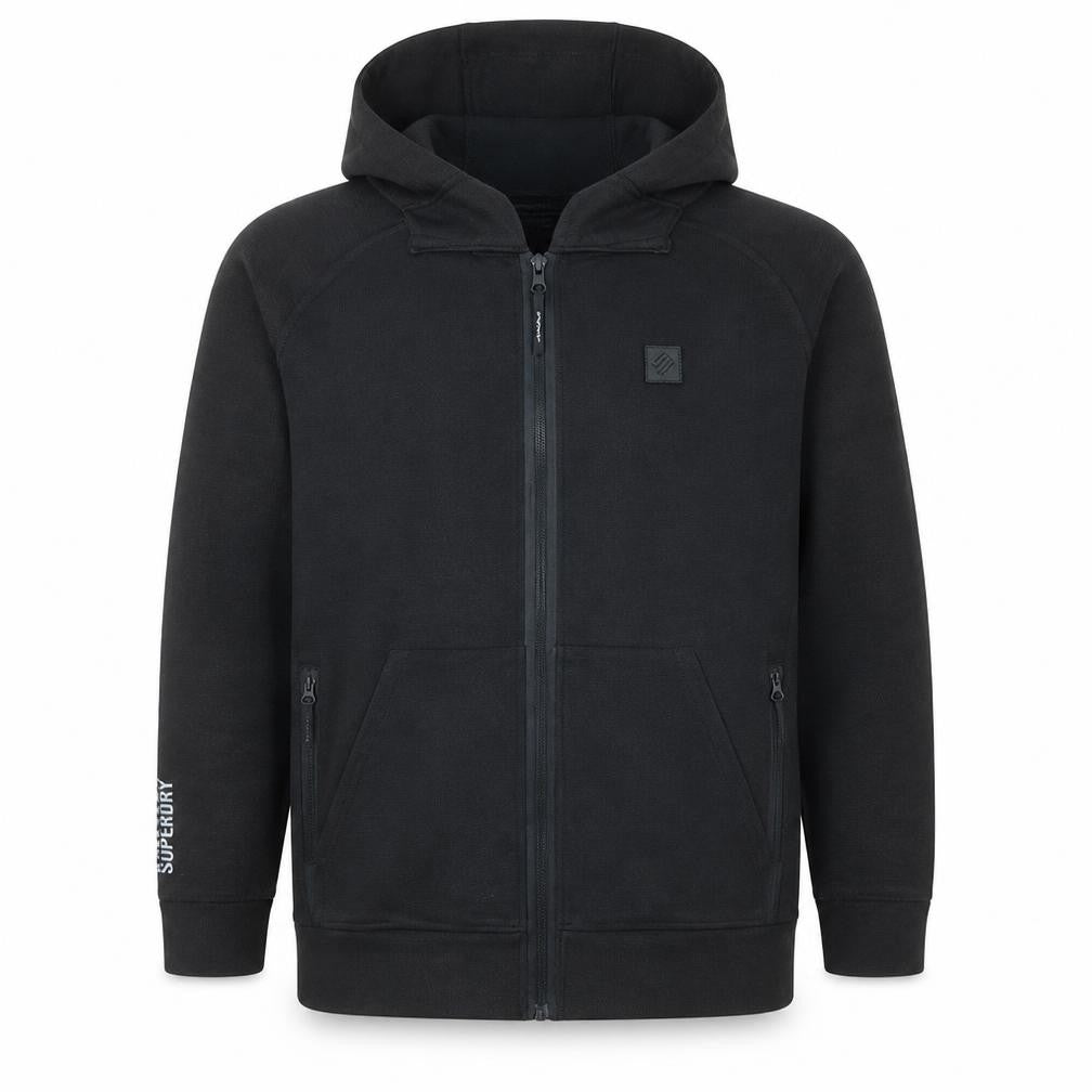 Superdry Men's Black Full Zip Hoodie Medium Fleece Sweatshirt