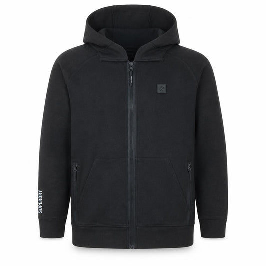 Superdry Men's Black Full Zip Hoodie Medium Fleece Sweatshirt