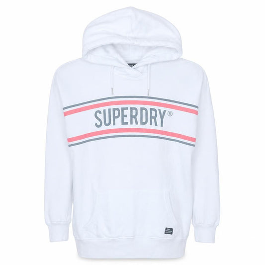 Superdry Womens White Pullover Hoodie Size M Logo Print