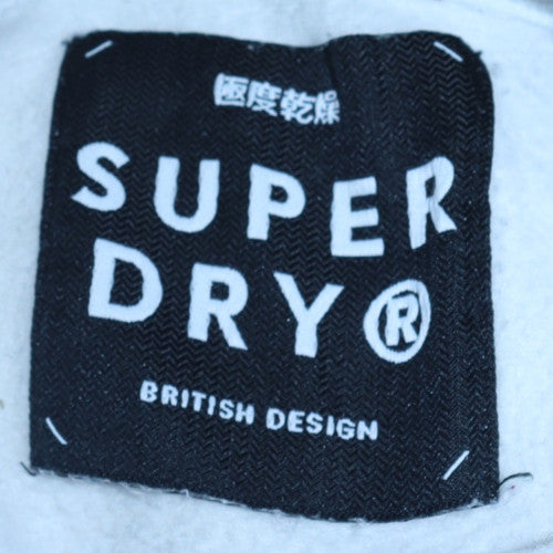Superdry Womens White Pullover Hoodie Size M Logo Print