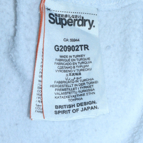 Superdry Womens White Pullover Hoodie Size M Logo Print