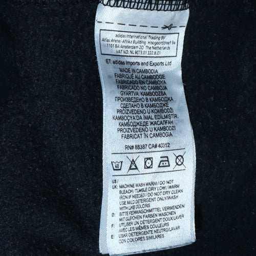 Adidas Mens Black Large Crew Neck Pullover Sweatshirt with Logo Trim