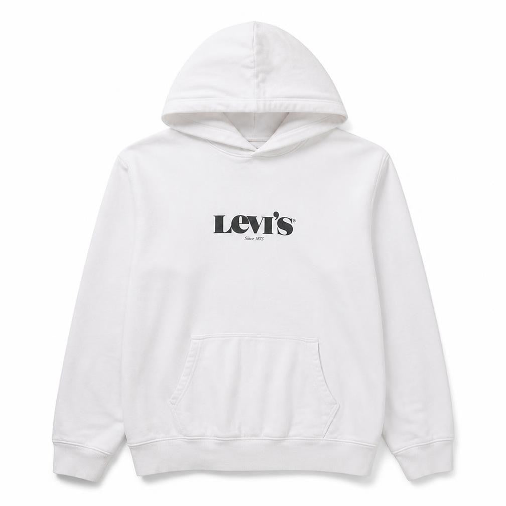 Levi’s Men White Relaxed Pullover Hoodie Size L Cotton Fleece