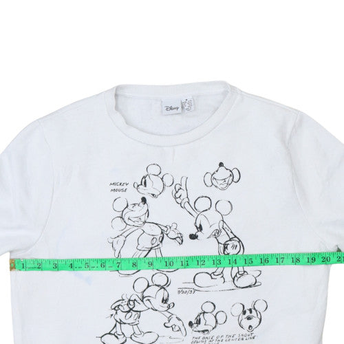 Disney Women White Mickey Mouse Sketch Sweatshirt Size M