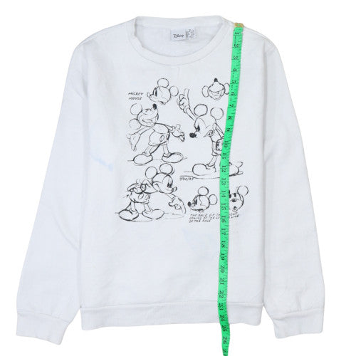 Disney Women White Mickey Mouse Sketch Sweatshirt Size M
