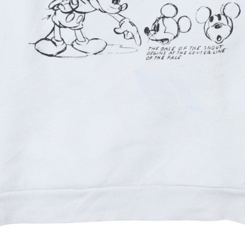 Disney Women White Mickey Mouse Sketch Sweatshirt Size M