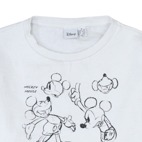 Disney Women White Mickey Mouse Sketch Sweatshirt Size M