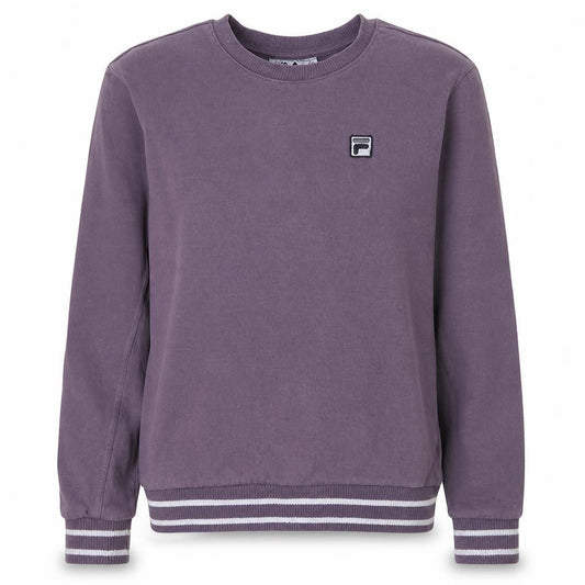 Fila Women Purple Crew Neck Sweatshirt S Logo Cotton Blend Casual