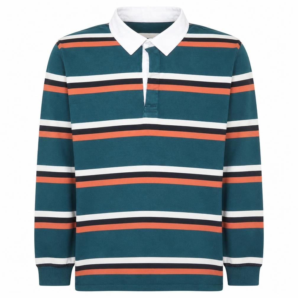 Zara Men's Multicoloured Striped Collared Henley Sweatshirt M