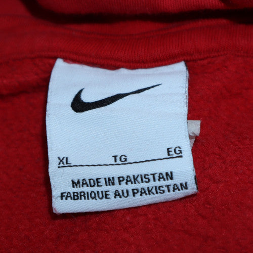 Nike Men's Red XL Pullover Hoodie with Logo and Kangaroo Pocket