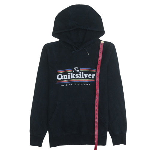 Quiksilver Men's Black Pullover Hoodie Small Logo Graphic Sweatshirt