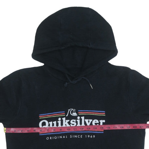 Quiksilver Men's Black Pullover Hoodie Small Logo Graphic Sweatshirt