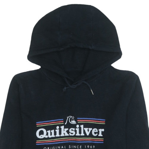 Quiksilver Men's Black Pullover Hoodie Small Logo Graphic Sweatshirt