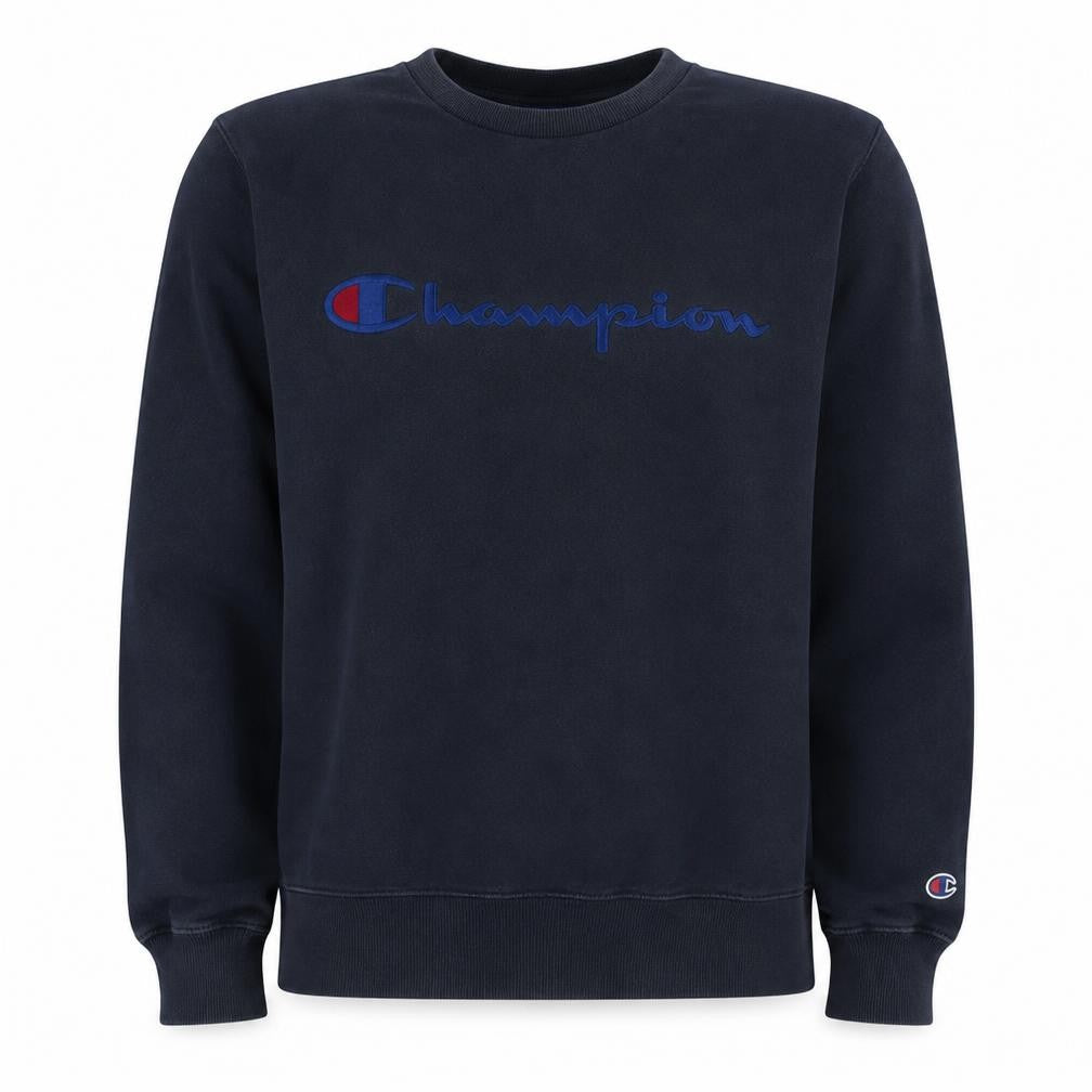 Champion Men's Navy Blue Small Crew Neck Cotton Sweatshirt
