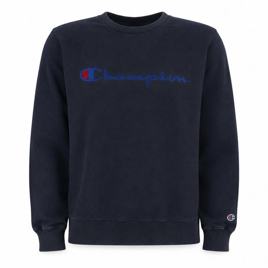 Champion Men's Navy Blue Small Crew Neck Cotton Sweatshirt