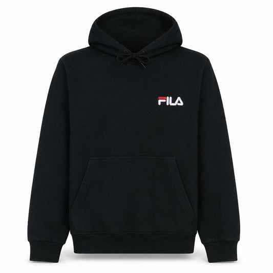 FILA Men's Black Small Pullover Hoodie with Logo Pocket