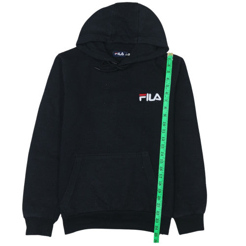 FILA Men's Black Small Pullover Hoodie with Logo Pocket
