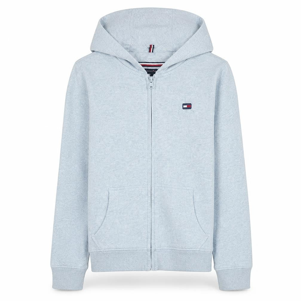 Front view of Tommy Hilfiger boys’ grey full zip hoodie 11-12 years cotton blend