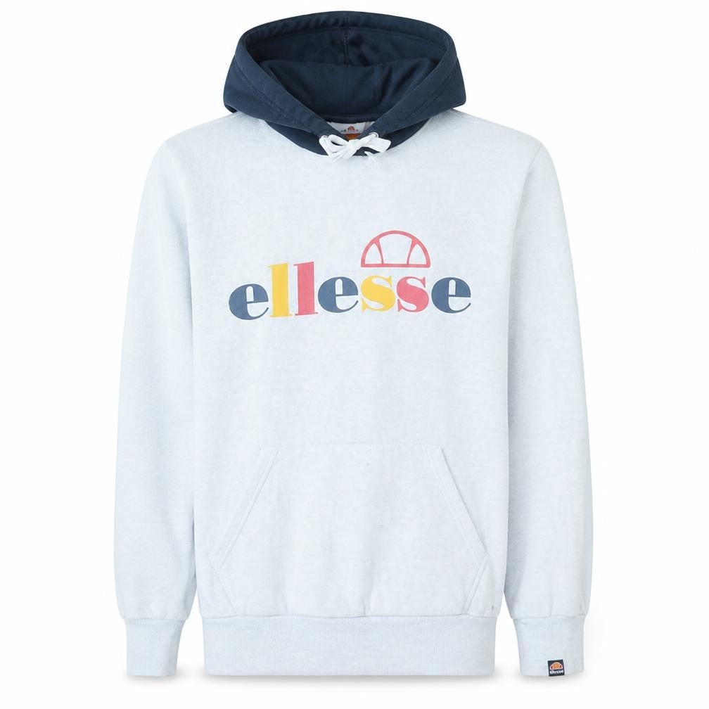 Front view of Ellesse Men's Grey Pullover Hoodie Small Logo Sportswear
