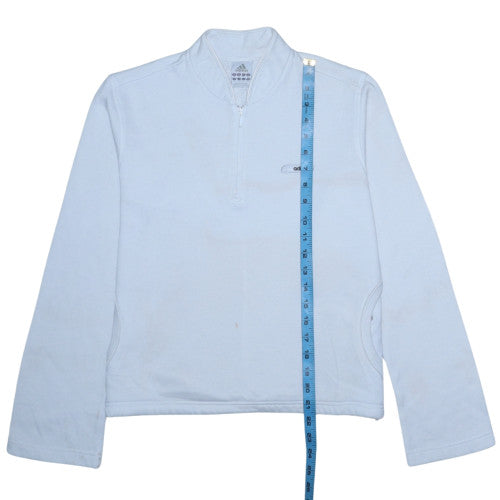 Adidas Women’s Light Blue 1/2 Zip Sweatshirt UK 14 Classic Pullover