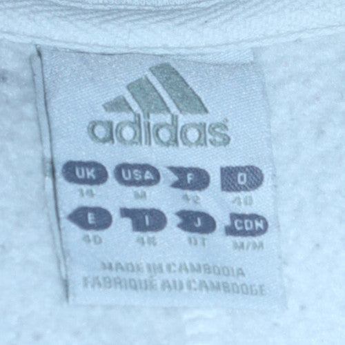 Adidas Women’s Light Blue 1/2 Zip Sweatshirt UK 14 Classic Pullover