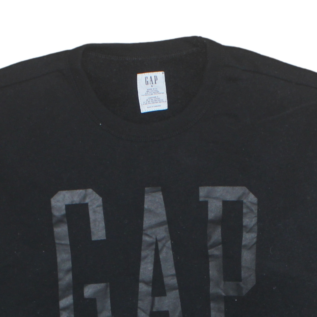 GAP Mens Black Crew Neck Logo Pullover Sweatshirt Size S
