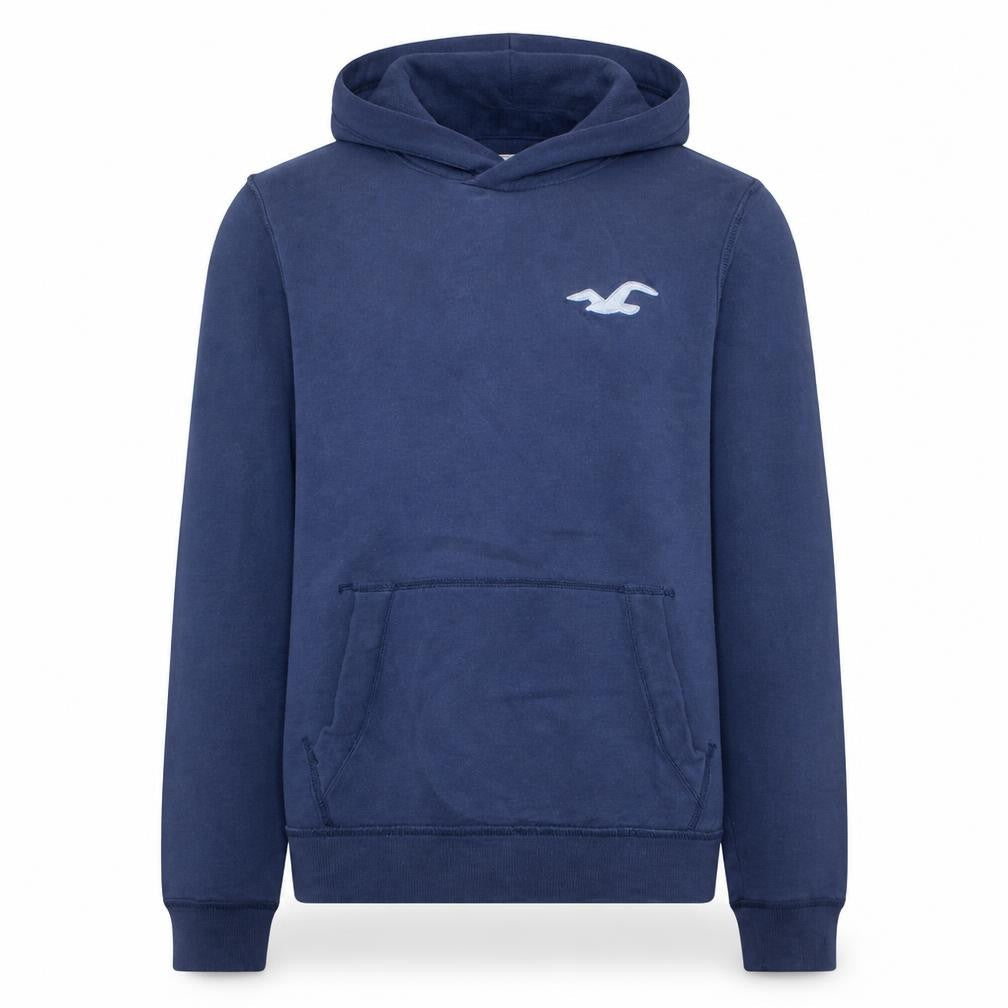 Hollister Men's Blue Pullover Hoodie L Logo Classic Casual