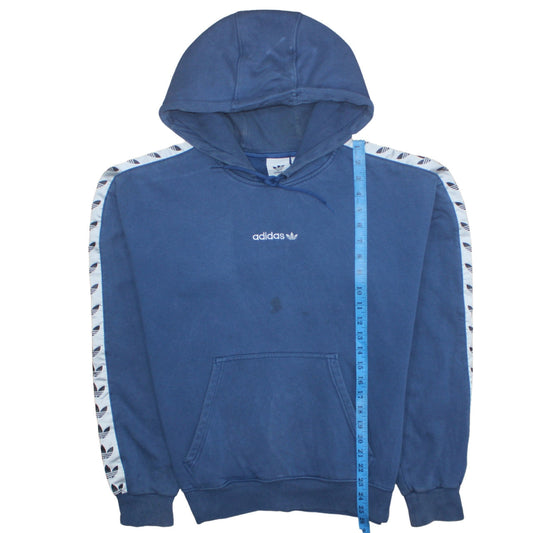 adidas Men Blue Pullover Hoodie M Fleece Logo Sportswear Sweatshirt