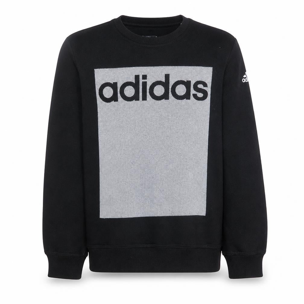 Adidas Mens Black Small Crew Neck Graphic Print Sweatshirt