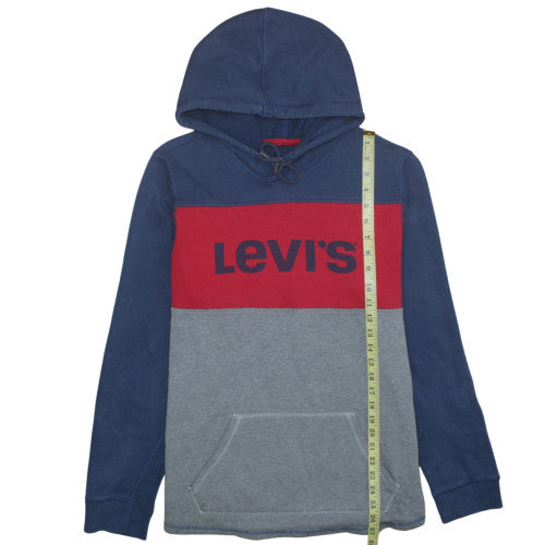 Levi's Men's Blue Red Grey Pullover Hoodie Size M Graphic Logo