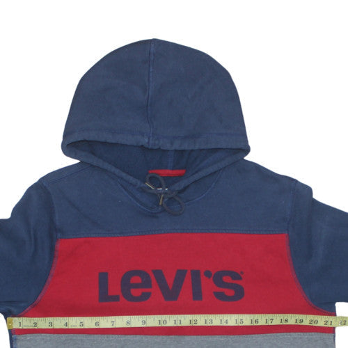 Levi's Men's Blue Red Grey Pullover Hoodie Size M Graphic Logo