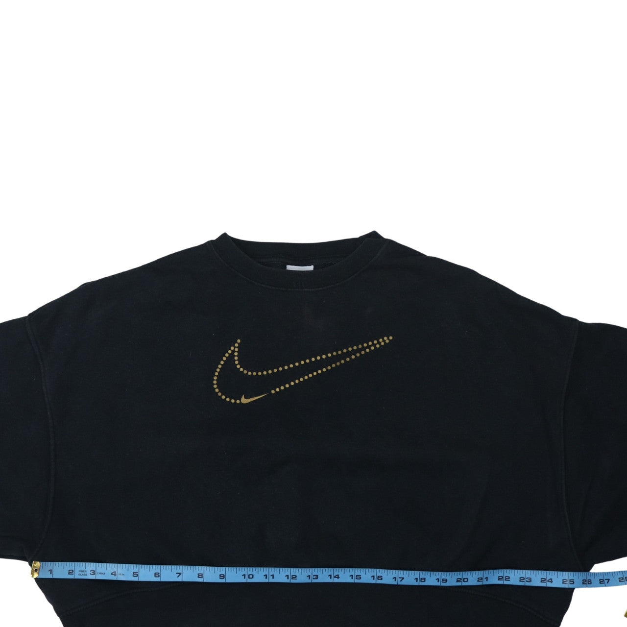 Nike Women Black Small Cropped Pullover Sweatshirt Gold Logo