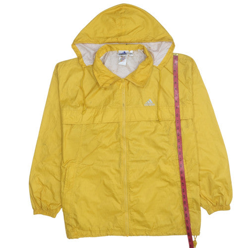 Adidas Women's Yellow Windbreaker Jacket Size 14 Hooded Zip