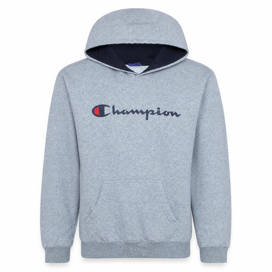 Champion Men's Grey Pullover Hoodie S Graphic Logo Fleece
