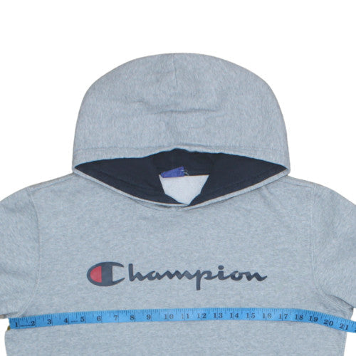 Champion Men's Grey Pullover Hoodie S Graphic Logo Fleece