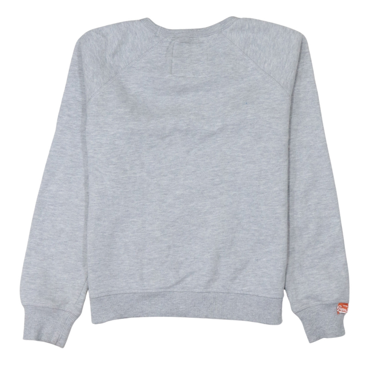Superdry Women Grey Small Pullover Sweatshirt Classic Logo Crew Neck