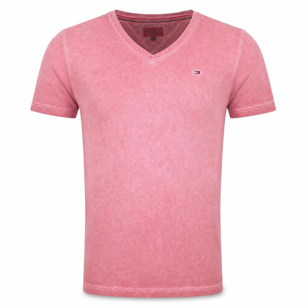 Hilfiger Denim Men's Pink V-Neck Short Sleeve Cotton T-Shirt S