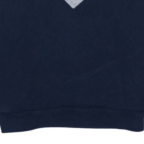 adidas Boys Blue Grey Pullover Hoodie 15-16 Years Colourblock Logo Fleece