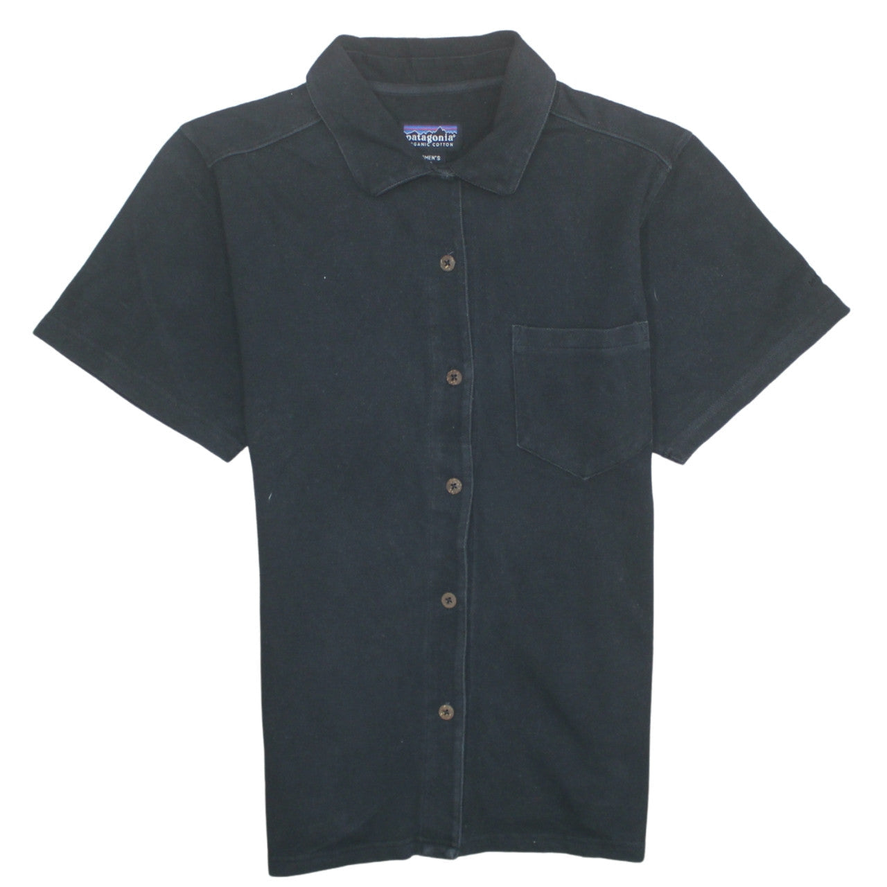 Patagonia Women's Black Organic Cotton Short Sleeve Button-Up Shirt XS