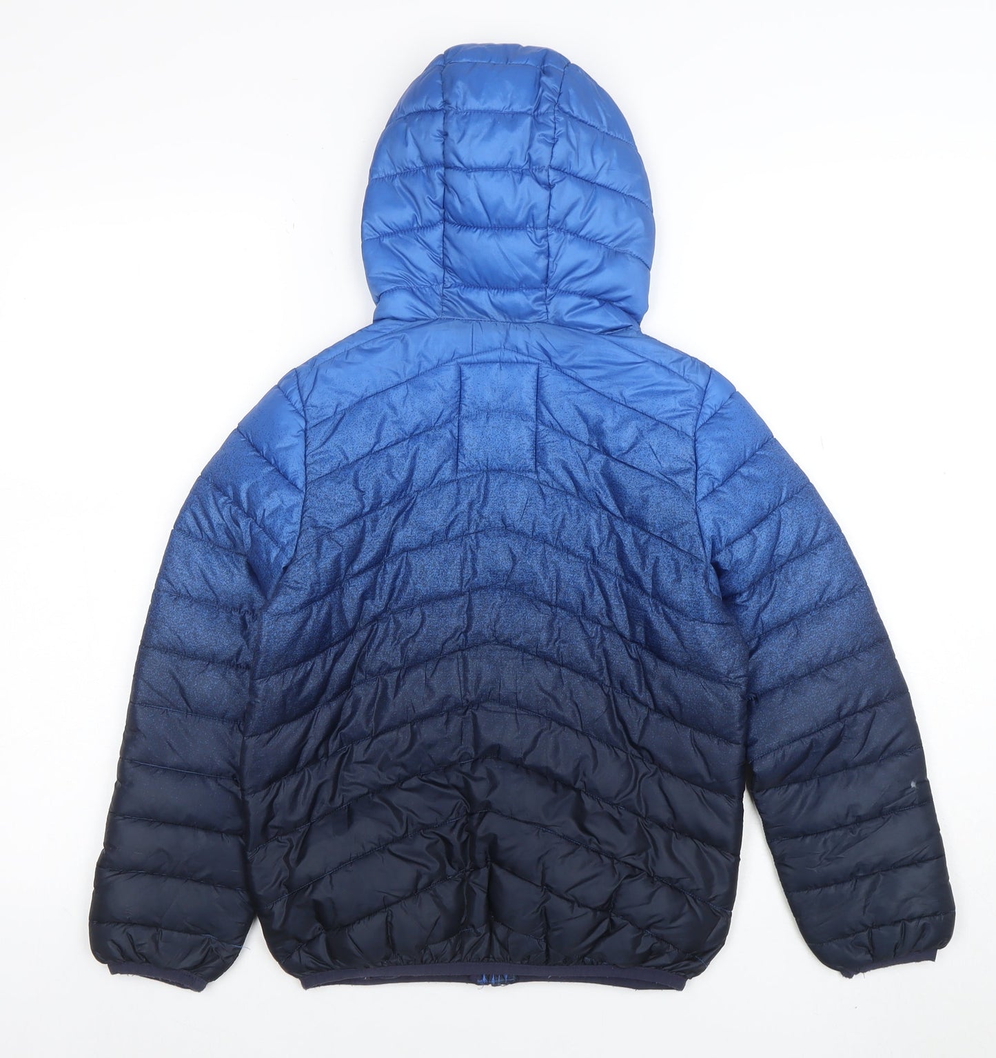 Marks and Spencer Boys Blue Ombré Hooded Puffer Jacket Size 10 Years