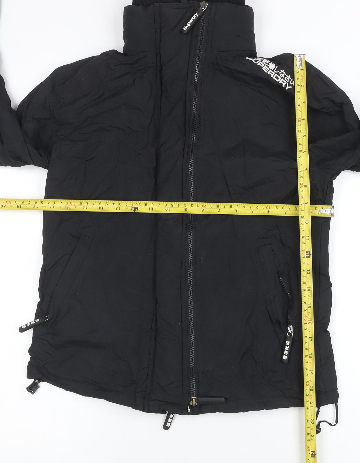 Superdry Womens Black Large Puffer Jacket Windproof Water Resistant