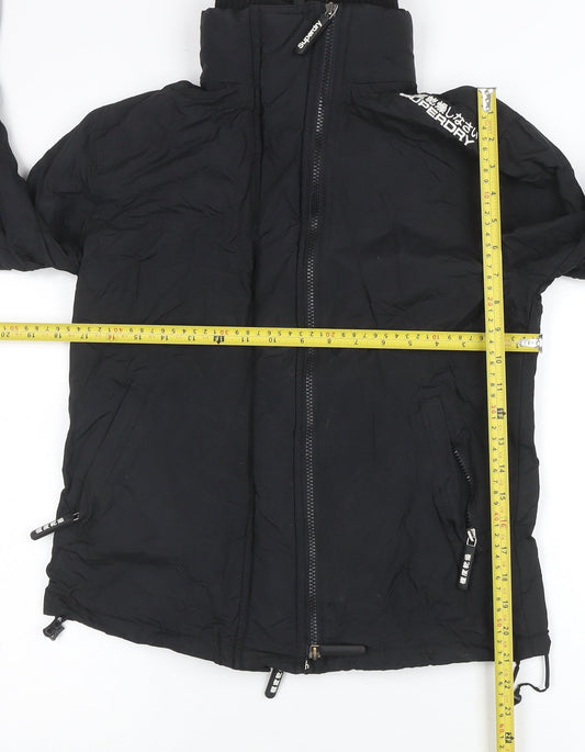 Superdry Womens Black Large Puffer Jacket Windproof Water Resistant