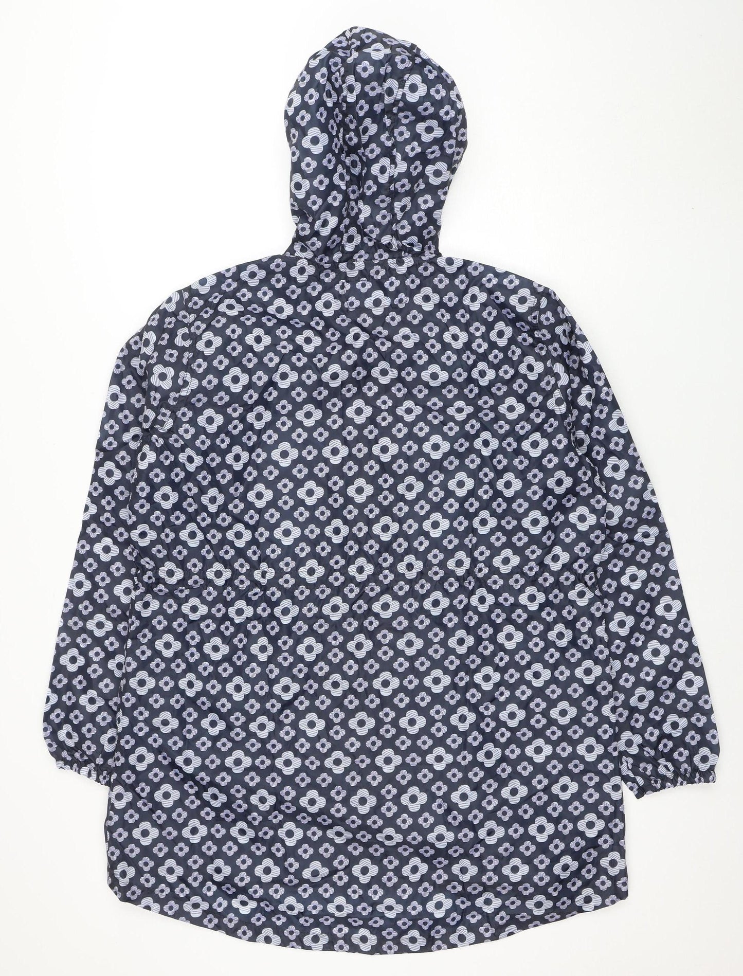Rainydays Women Blue Floral Waterproof Lightweight Hooded Rain Coat M