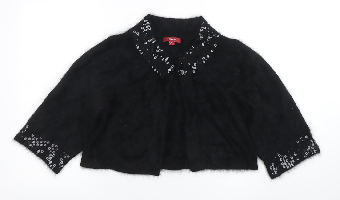 Morgan Women’s Black Sequin Angora 3/4 Sleeve Cardigan UK 16