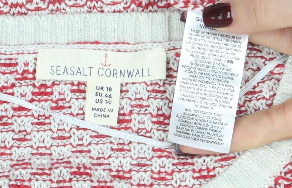 Seasalt Cornwall Women's Multicoloured Cotton Bamboo Knit Jumper Size 18