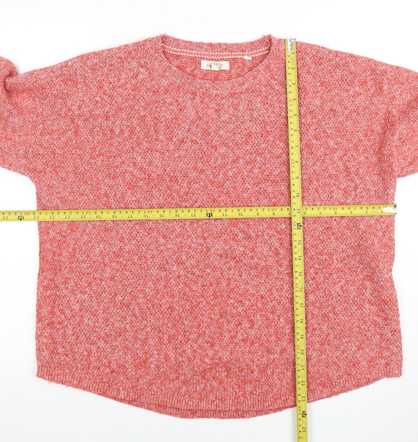 Fat Face Women's Red Knit Crew Neck Long Sleeve Jumper Size 8