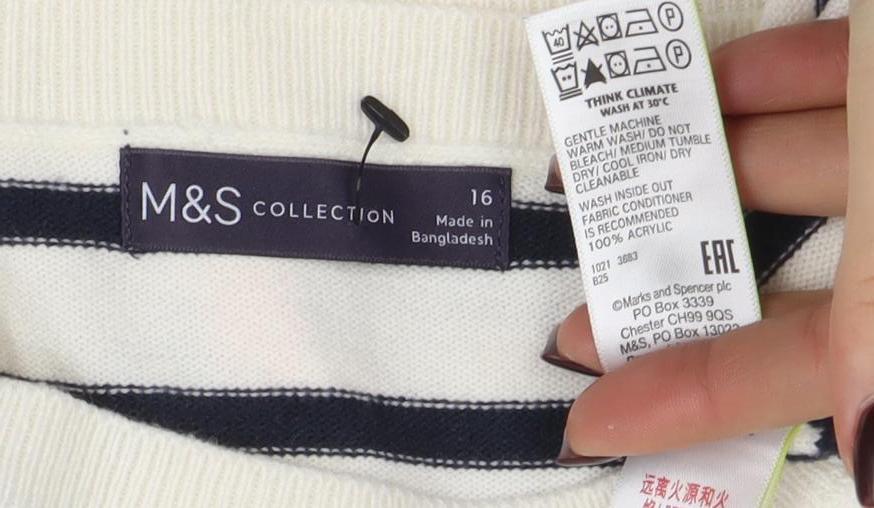 Marks and Spencer Women's Multicoloured Size 16 Striped LOVE Jumper