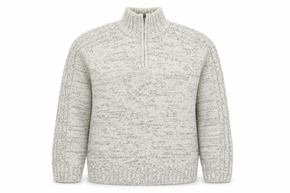 Stone Bay Men’s Beige Cable-Knit 1/2 Zip Jumper Size L