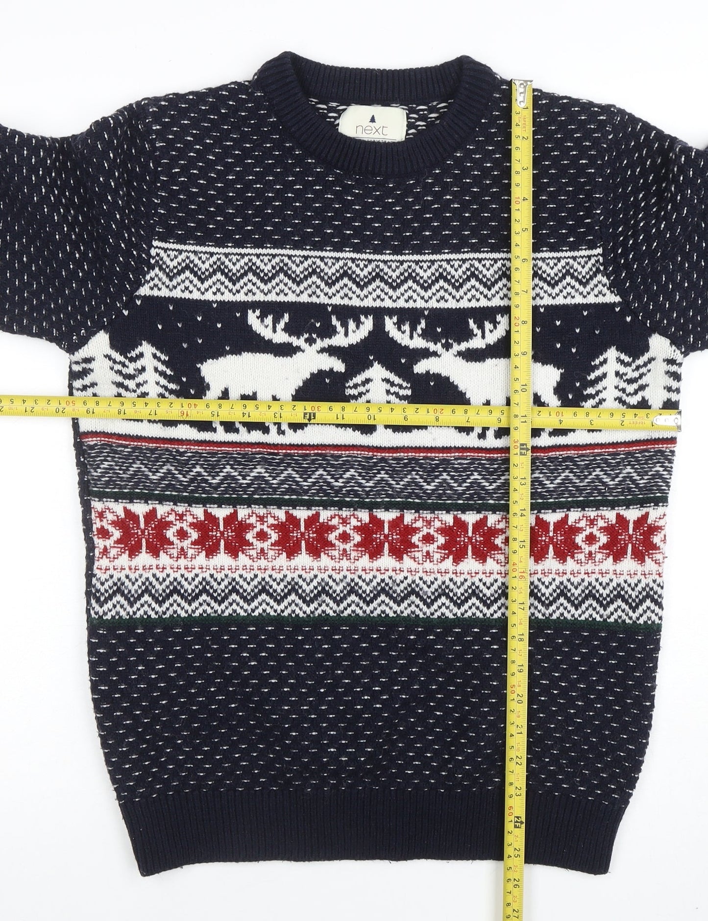 Next Men's Blue Fair Isle Reindeer Christmas Jumper Size M