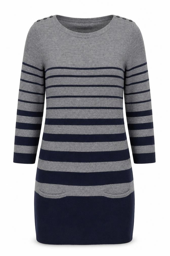 Mercer & Madison Women’s Grey Striped Wool Jumper Dress Size S